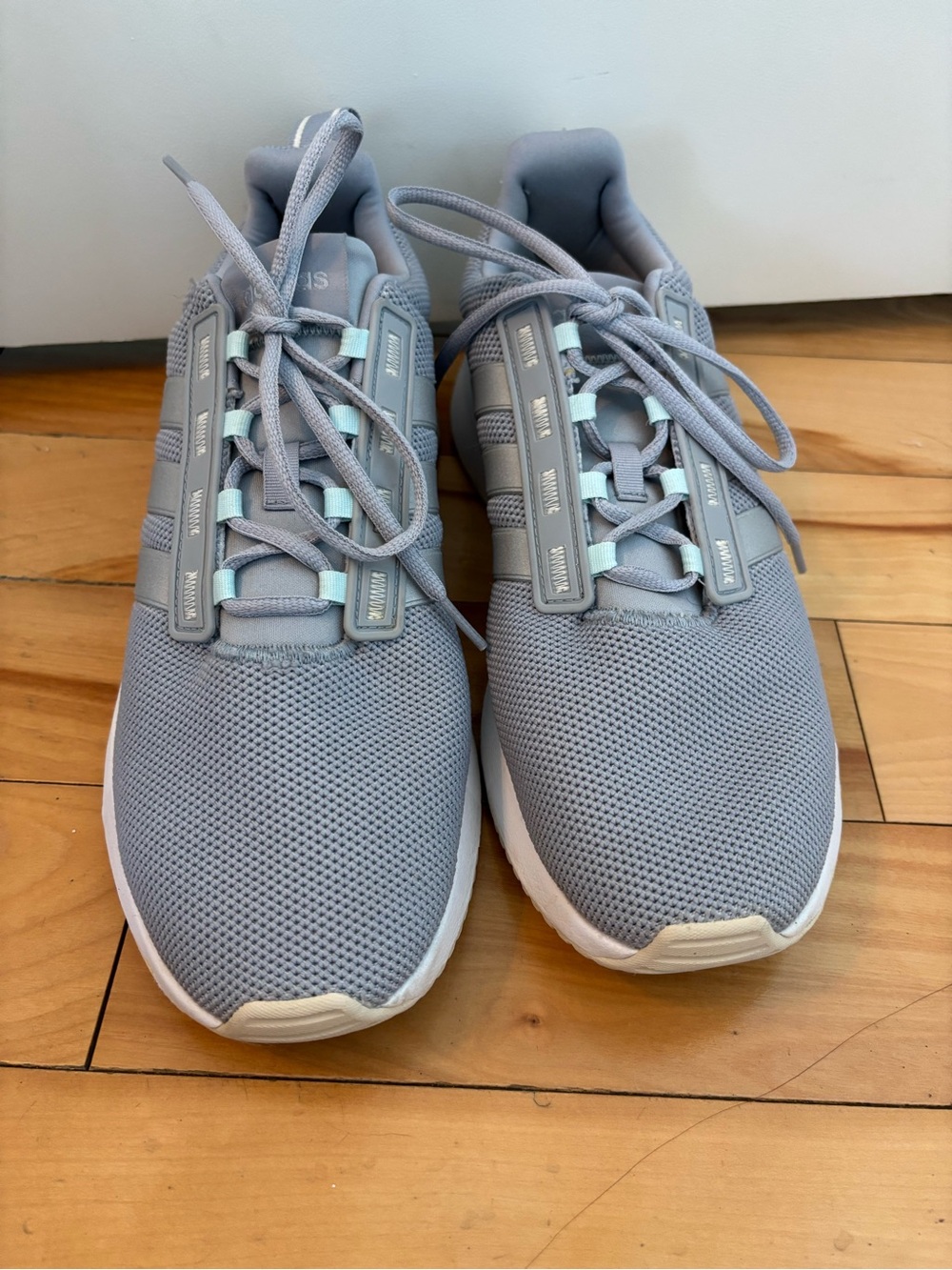 adidas Cloudfoam Gray Athletic Sneakers with Mint Accents